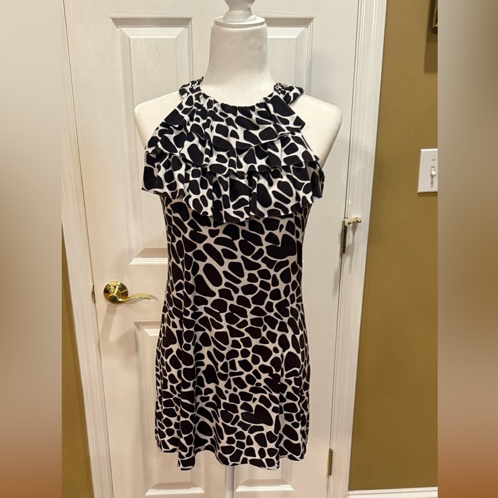 Enfocus Studio Black and White Animal Print Halter Top - Womens Small